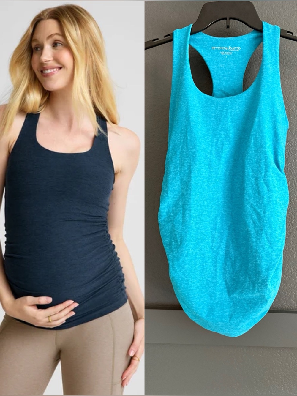 BEYOND YOGA • Spacedye Bases Covered Maternity Tank - Large turquoise blue